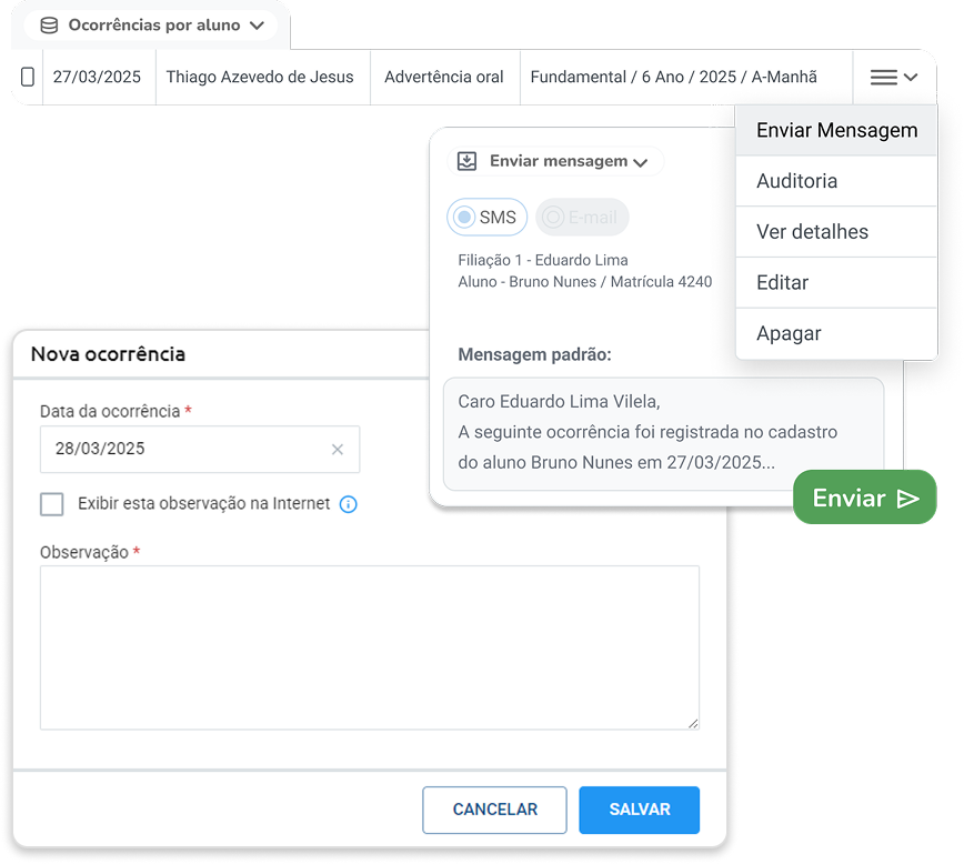 Registro de ocorrências Registro de ocorrências
